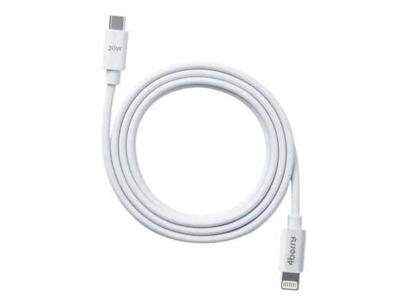 4Berry ECO-CLT Beyaz USB-C-Lightning Kablo – 1.2 m, 20 W Hızlı Şarj - 1
