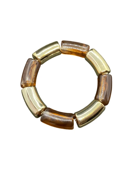 Çok Renkli Parlak Reçine Kemik Model Esnek Lastikli Bijuteri Bileklik | Şık ve Rahat ürün görseli 1