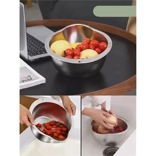 CEYLAN ADAM Inox Süzgeç Pirinç Makarna Salata Süzgeci 304 Paslanmaz Çelik 2 ADET - Resim 4