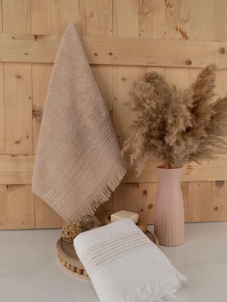 Pamuklu İkili 50x80 cm Çizgili Renkli Modern Havlu Seti Baveno - Resim 9