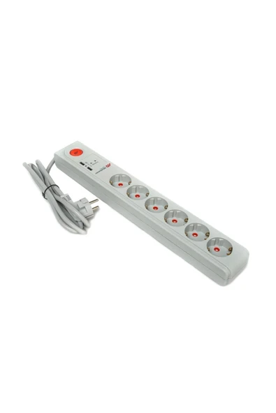 Mutlusan Ri Tech 6'lı, Şok Krımalı, Usb Ve Anahtarlı Topraklı Grup Priz - 1,5 Mt. - 2