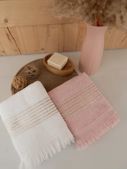 Pamuklu İkili 50x80 cm Çizgili Renkli Modern Havlu Seti Baveno - Resim 4