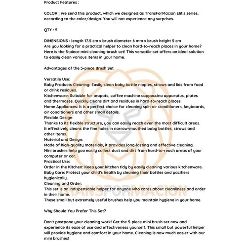 CEYLAN ADAM Mikro Fırça Klima Biberon Pipet Fırçası 5 Adet - Resim 5