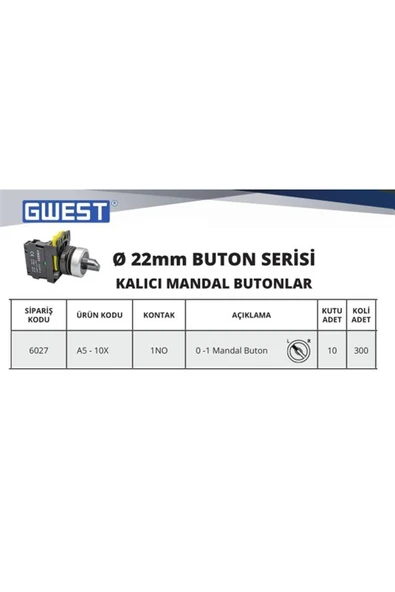 Gwest A5-10x (0-1) Kalıcı Mandal Buton - Resim 2