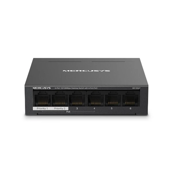 Tp-Link Mercusys MS106LP 4 Port 10-100 Mbps Poe+ 2 Port 10-100 Mbps Uplink Switch Metal Kasa ürün görseli