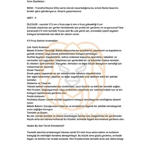 CEYLAN ADAM Mikro Fırça Klima Biberon Pipet Fırçası 5 Adet - Resim 4