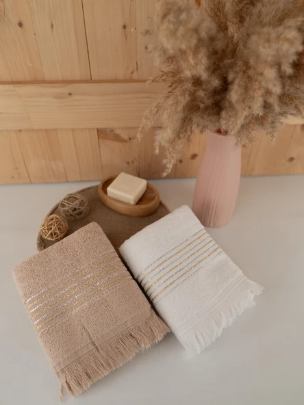 Pamuklu İkili 50x80 cm Çizgili Renkli Modern Havlu Seti Baveno - Resim 11