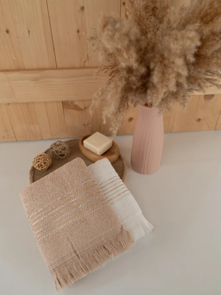 Pamuklu İkili 50x80 cm Çizgili Renkli Modern Havlu Seti Baveno - Resim 8