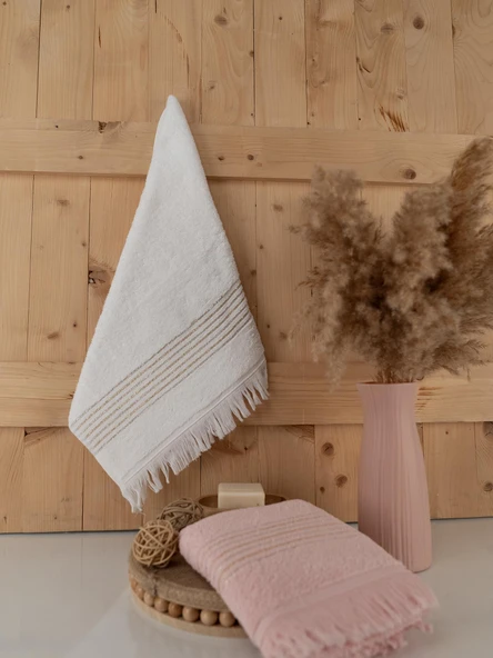 Pamuklu İkili 50x80 cm Çizgili Renkli Modern Havlu Seti Baveno - Resim 5