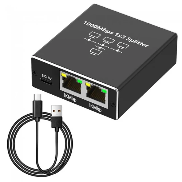 Ethernet çoklayıcı Splitter 1 giriş 3 Çıkış RJ45 Gigabit 1000 Mbps - Resim 5
