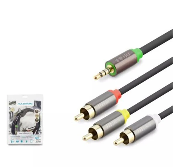 HADRON HDX1064 3.5MM TO 3RCA KABLO 2LINE GOLD 1.5M SİYAH ürün görseli