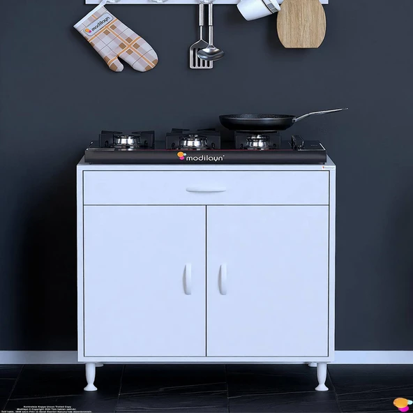 Modilayn DOQU (XL) Set Ocak Altı Dolap 70x88x48 cm 1 Çekmece 2 Kapaklı ve 1 Gözlü Tüp Bölmelidir - 3