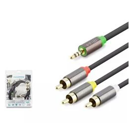 HADRON HDX1064 3.5MM TO 3RCA KABLO 2LINE GOLD 1.5M SİYAH - Resim 2