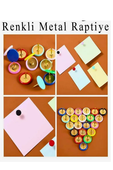 Renkli Raptiye 90 ADET  1 paket pvc kaplamalı başlık - Resim 4