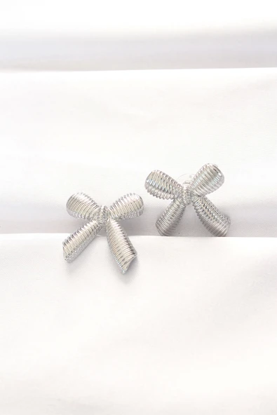 CEYLAN ADAM Pirinç Gümüş Renk Fiyonk Küpe ürün görseli 1