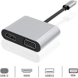 Dexim Dhu0004 Premium 4 in 1 USB-Typ-c HDMI VGA Hub for iPad Pro, Macbook, PC, Laptop - Resim 2