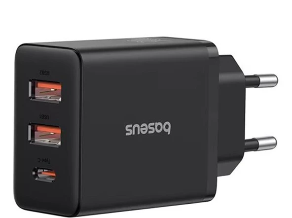 BASEUS P10111402113-00 Cube Hızlı 2U+C 30W Şarj Cihazı Küme Siyahı