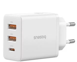 BASEUS P10111402213-00 Cube Hızlı 2 USB-A + Type-C 30W Şarj Cihazı Beyaz - 2