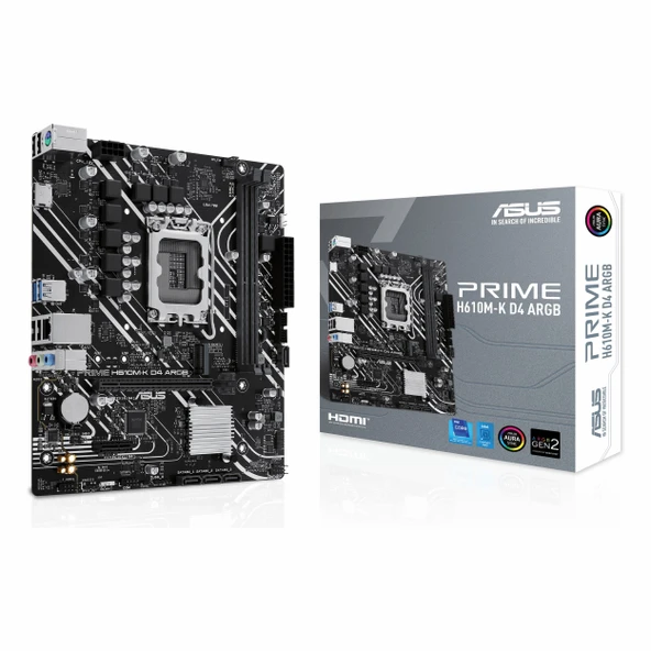 Asus Prime H610M-K D4 ARGB DDR4 (3200MHz)OC M.2 HDMI PCIe 4.0 1700P mATX Anakart ürün görseli 1