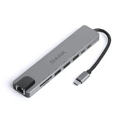 Dark DK-AC-U31X40 USB 3.1 Type-C 8 in1 Ether-HDMI-TF SD Kart Okuyucu- USB 3.0-USB-C&USB-C PD Hub - 2
