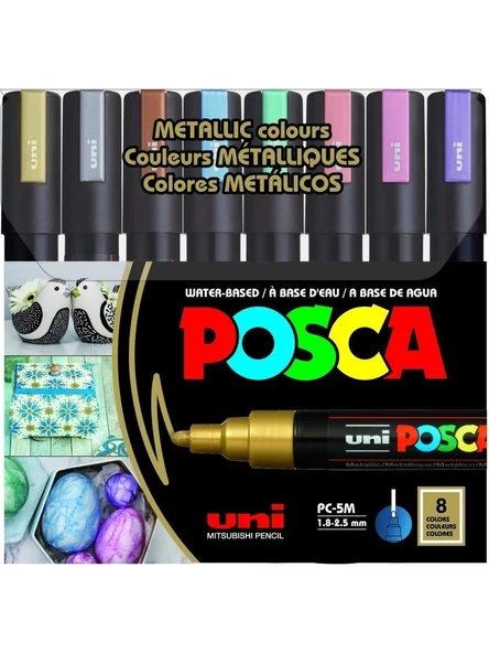 UNI POSCA MARKORU PC-5M/8C MC 1.8-2.5 METALIK 8 LI - 1