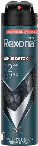 Rexona Men Erkek Sprey Deodorant Kömür Detox 150 ml ürün görseli