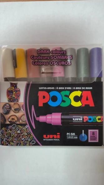 UNI POSCA MARKORU PC-5M/8C DC 1.8-2.5 KOYU RENK 8L ürün görseli