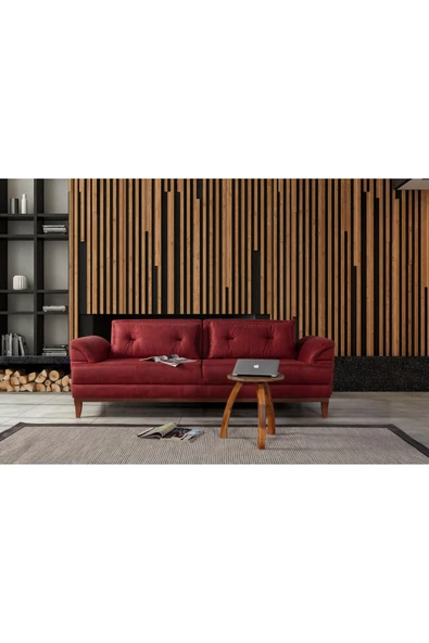 Perla Sofa   Madrid Üçlü Yataklı Koltuk Bora Bordo - 2