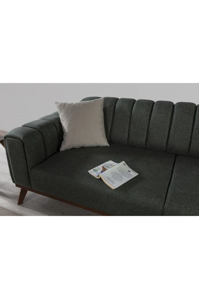 Perla Sofa VELAR YATAKLI KANEPE KETEN YEŞİL - 5
