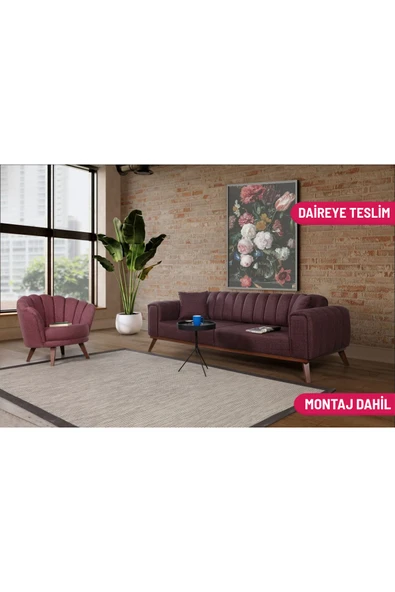 Perla Sofa   VELAR KOLTUK TAKIMI KETEN BORDO KAZAYAĞI