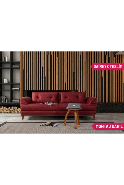 Perla Sofa Madrid Üçlü Yataklı Koltuk Bora Bordo