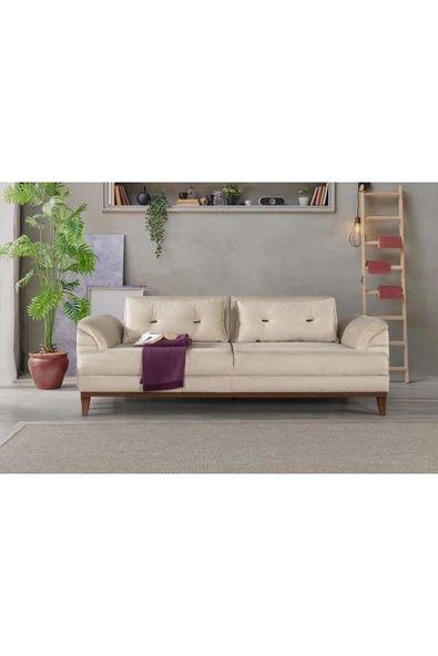 Perla Sofa   Madrid Üçlü Yataklı Kanepe Babyface Krem - Resim 2