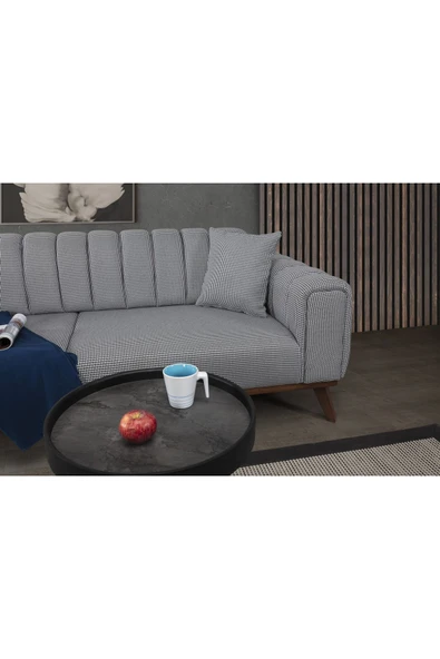 Perla Sofa VELAR YATAKLI KANEPE KETEN GRİ KAZAYAĞI - 3