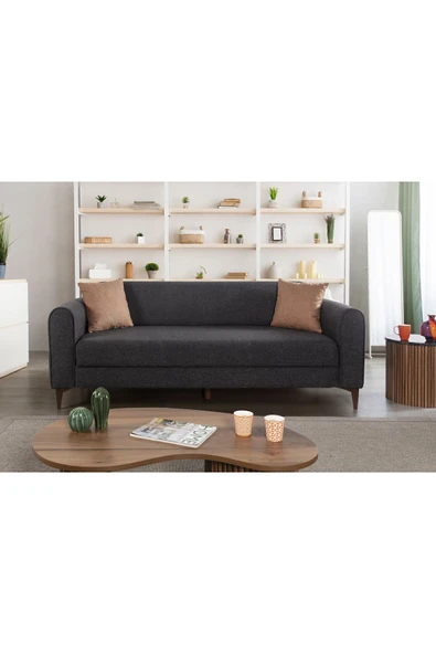 Perla Sofa   FERRANTİ YATAKLI SANDIKLI ÜÇLÜ KANEPE ANTRASİT - Resim 2
