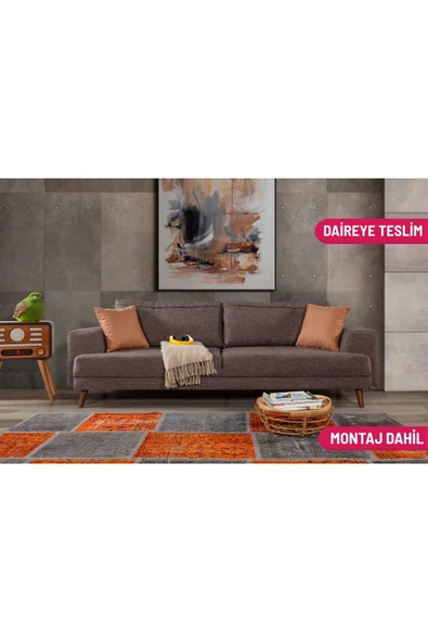 Perla Sofa   NOBİS YATAKLI KANEPE KETEN KAHVE ürün görseli