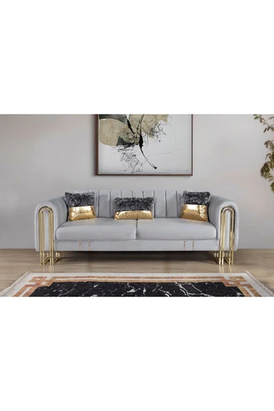 Perla Sofa Vales Koltuk Takımı Açık Gri - 3