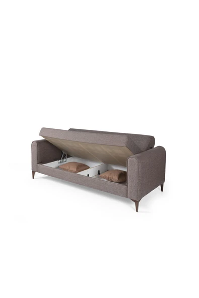 Perla Sofa   FERRANTİ YATAKLI SANDIKLI ÜÇLÜ KANEPE KAHVERENGİ - Resim 3