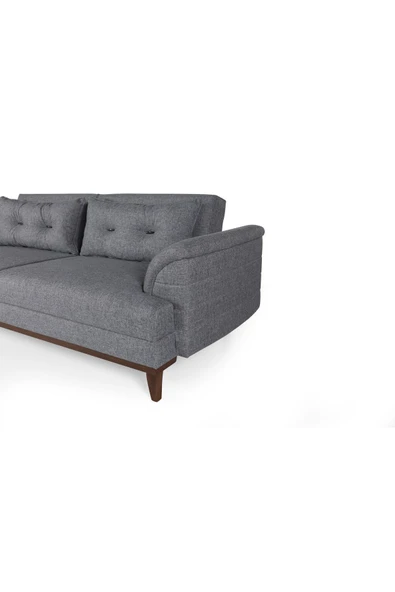 Perla Sofa Madrid Üçlü Yataklı Kanepe Keten Açık Gri - 6
