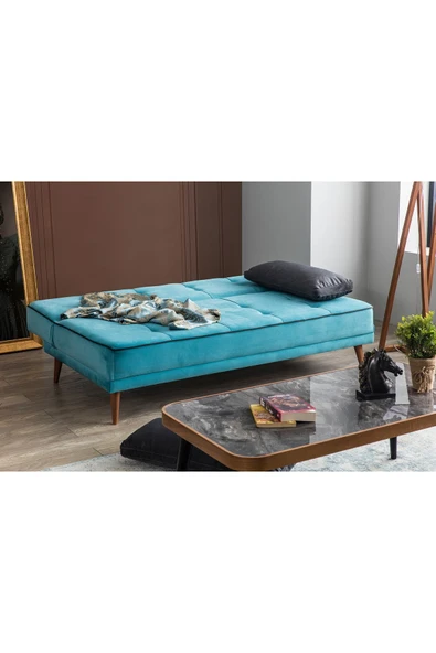 Perla Sofa RETRO KOLSUZ YATAKLI KANEPE TURKUAZ - 5