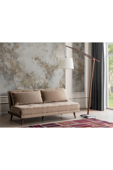 Perla Sofa   RETRO KOLSUZ YATAKLI KANEPE VİZON ürün görseli