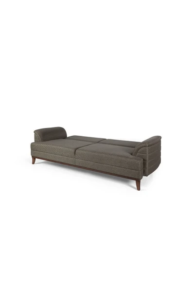 Perla Sofa Madrid Üçlü Yataklı Kanepe Koyu Kahve Kazayağı - 6