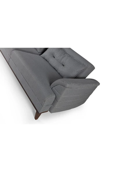Perla Sofa   Madrid Üçlü Yataklı Kanepe Keten Siyah Kazayağı - 5