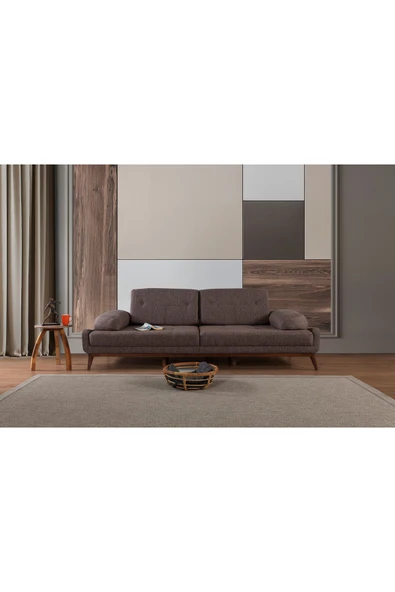 Perla Sofa   Nelson Üçlü Kanepe Keten Kahve - 2