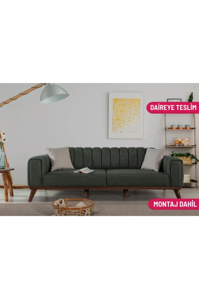 Perla Sofa VELAR YATAKLI KANEPE KETEN YEŞİL