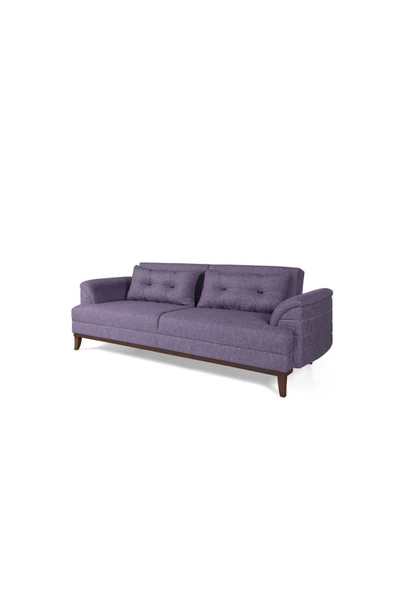 Perla Sofa   Madrid Üçlü Yataklı Kanepe Keten Mürdüm - 4