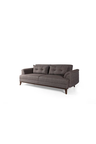 Perla Sofa   Madrid Üçlü Yataklı Kanepe Keten Kahve - 5
