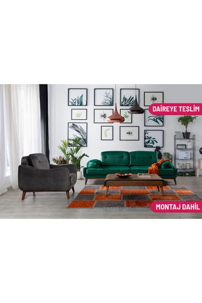 Perla Sofa   NELSON YATAKLI KOLTUK TAKIMI BABYFACE YEŞİL