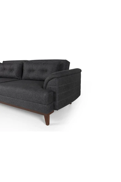 Perla Sofa Madrid Koltuk Takımı Keten Antrasit Krem - 7