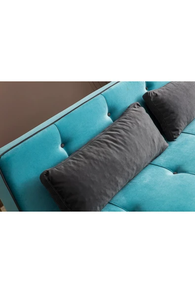 Perla Sofa   RETRO KOLSUZ YATAKLI KANEPE TURKUAZ - 4