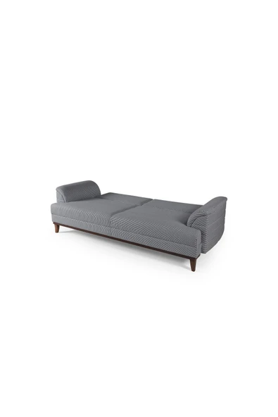 Perla Sofa   Madrid Üçlü Yataklı Kanepe Keten Siyah Kazayağı - 6